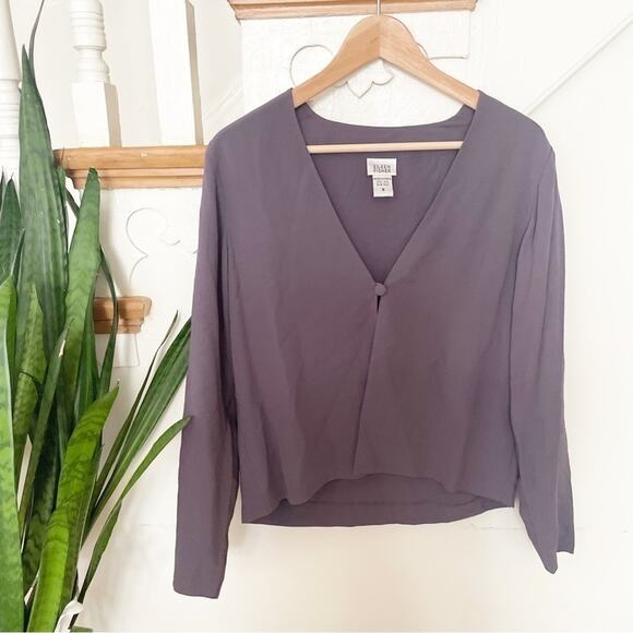 Eileen Fisher Purple Long Sleeve 100% Silk One-Button blouse Size S - Picture 1 of 5